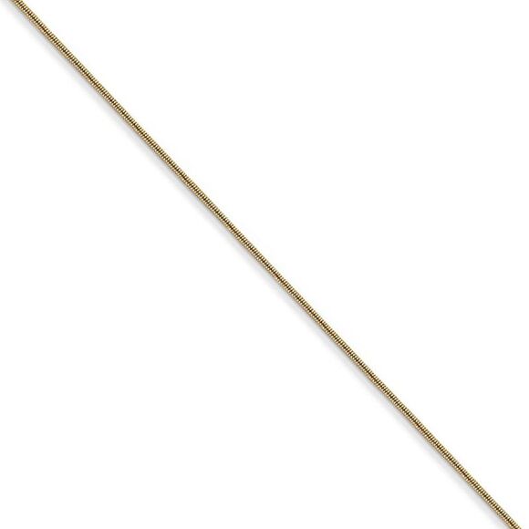0.65mm, 14k Yellow Gold, Round Snake Chain Necklace, 20 Inch